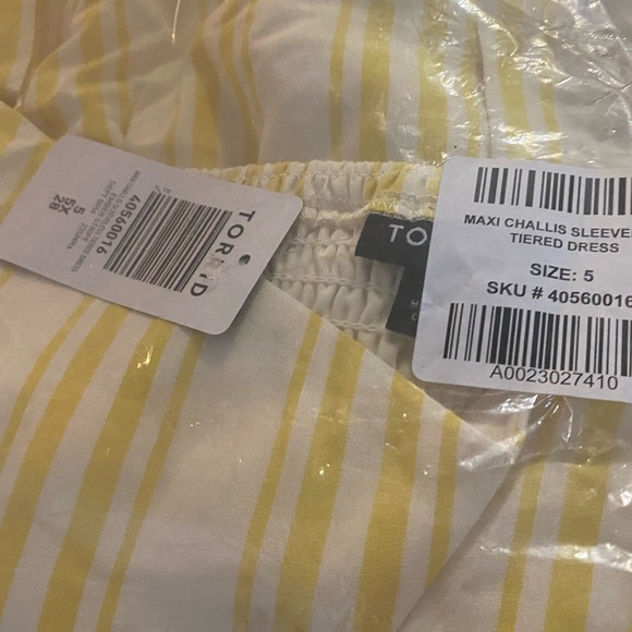 Torrid Maxi Challis Sleeveless Tiered Dress Yellow/white Stripes new - Picture 9 of 12